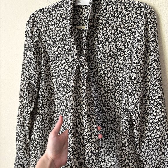 Tory Burch Silk Ditsy Boho Floral-print Bow Tie Neck Blouse Long Sleeve Top - Picture 5 of 15